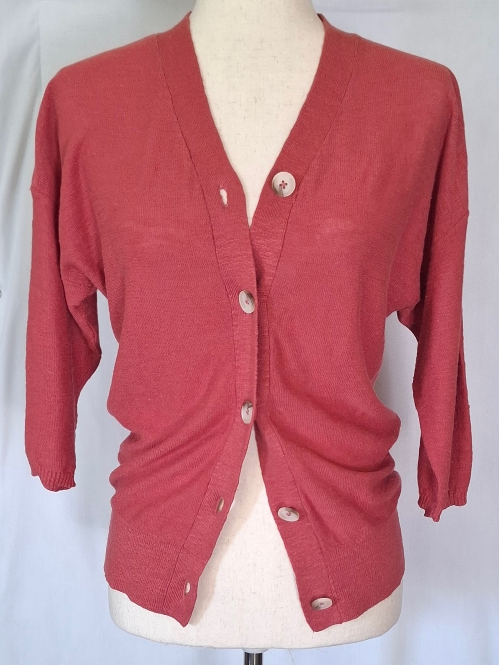 Market & Spruce Brick Red V-Neck Button Front Cardigan